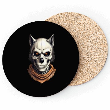 Discover Mystic Werewolf Skull Illustration Coasters