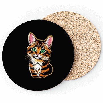 Discover cat Tiger Cub Illustration Coasters