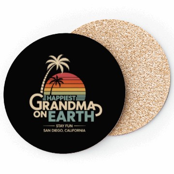 Discover Happiest Grandma on Earth Sunset Design Coasters