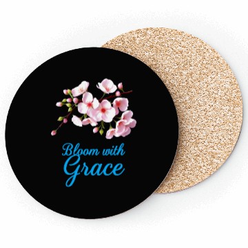 Discover Cherry Blossom Bloom with Grace Text Coasters