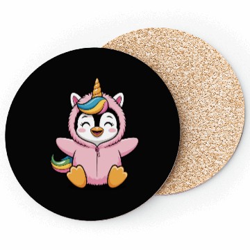 Discover Colorful Unicorn Penguin Costume Coasters