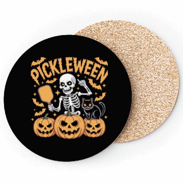 Discover Pickleween Pickleball Player Pumpkin Halloween Coasters
