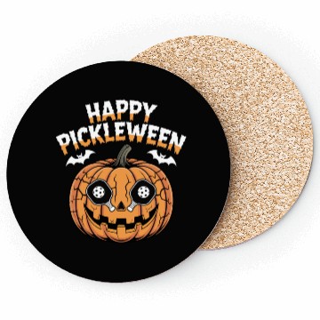 Discover Pickleween Pickleball Player Halloween Pumpkin Coasters