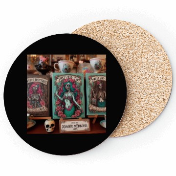 Discover Colorful Sugar Skull Mermaid Design Coasters