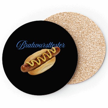 Discover Hot Dog with Mustard Illustration Coasters