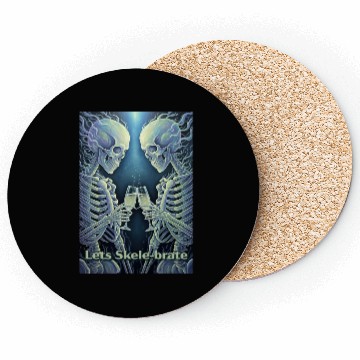 Discover Celestial Skeleton Toasting Champagne Coasters
