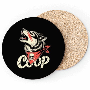 Discover Rebellious Wolf with Skull Bandana Coasters
