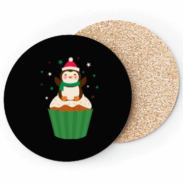 Discover Whimsical Penguin Holiday Cupcake Design Coasters