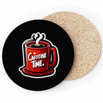 Discover Caffeine Time Bold Graphic Coasters