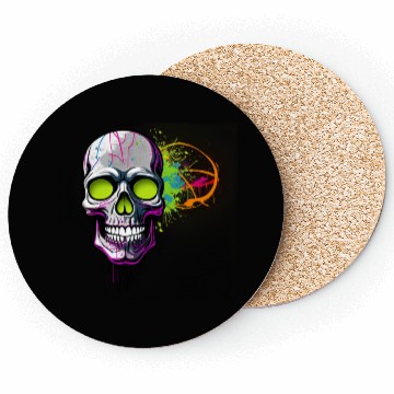 Discover Neon Graffiti Skull Artwork Coasters