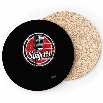 Discover Vintage Microphone Singers Emblem Coasters