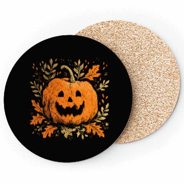 Discover Fall Jack-o'-lantern Spooky Pumpkin Halloween  Coasters