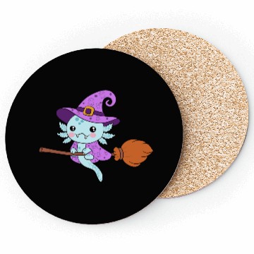 Discover Cute Halloween Witch axolotl Design Coasters