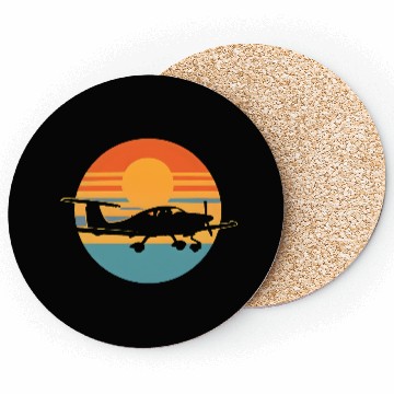 Discover Sunset Pilot Aircraft Illustration Coasters