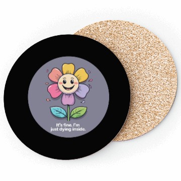 Discover Whimsical Sad Flower with Funny Quote Coasters