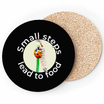 Discover Small Steps – Ladybug White Text Coasters