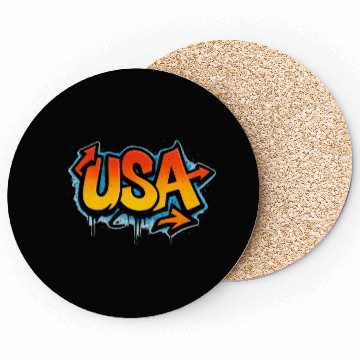 Discover Graffiti USA Flag Illustration Coasters