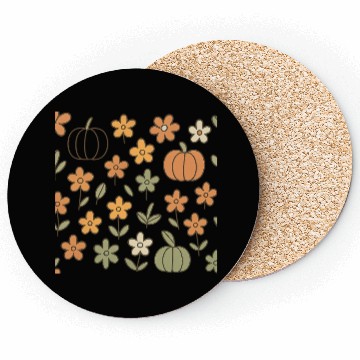 Discover Autumn Pumpkin and Floral Pattern Coasters
