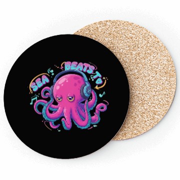 Discover Music Loving Octopus in Vibrant Neon Style Coasters