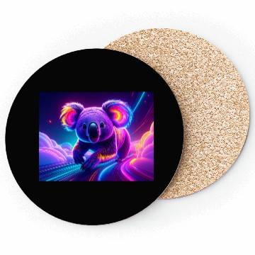 Discover Neon Koala in Cosmic Dreamscape Coasters