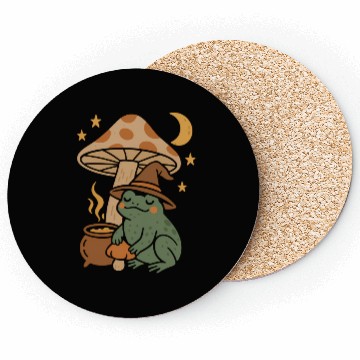 Discover Witch Frog with Mushroom and Night Sky Coasters