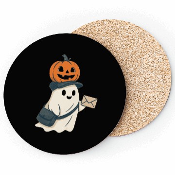 Discover Postal Worker Pumpkin Ghost  Coasters