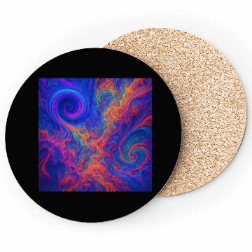 Discover Psychedelic Vortex Swirl in Neon Cosmic Colors Coasters