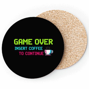 Discover Pixelated Video Game Over Coffee Illustration Coasters