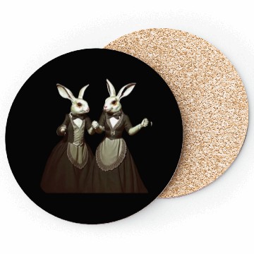 Discover Elegant Rabbit Couple Costume Design Coasters