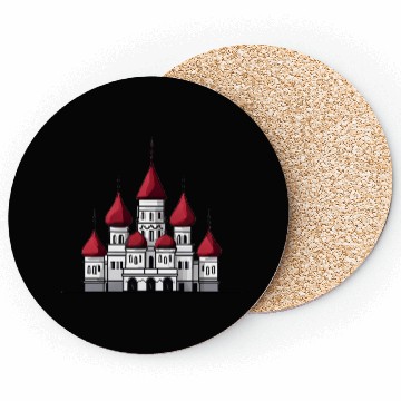 Discover Whimsical Castle Art with Red Domes Coasters