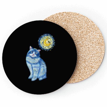 Discover Blue Van Gogh Starry Night Ragdoll Cat Graphic Coasters