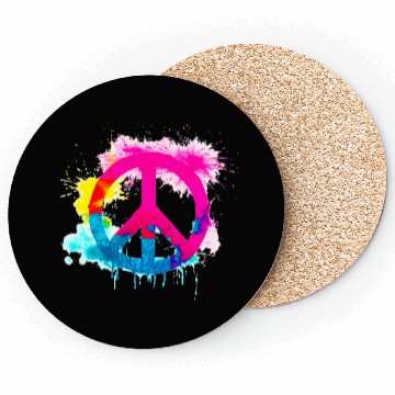 Discover Peace sign neon colors groovy spray paint splatter Coasters