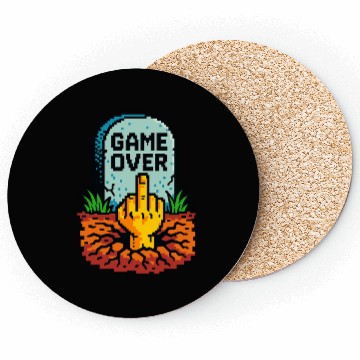 Discover Retro Game Over Pixel Art Funny Gamer Design Coasters