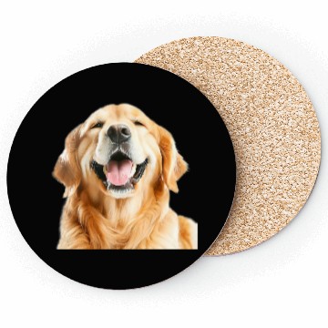 Discover Joyful Golden Retriever Illustration Coasters