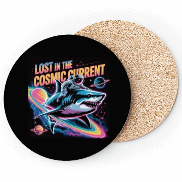 Discover Cosmic Shark Astronaut Coasters Design