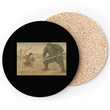 Discover Epic Samurai Duel Illustration Coasters