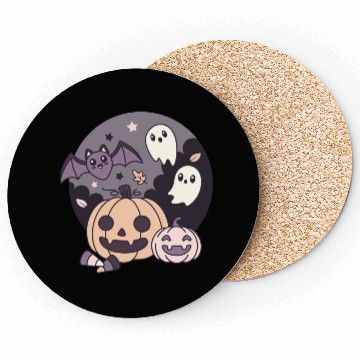 Discover Halloween Kawaii Pumpkin Ghost Bat Coasters