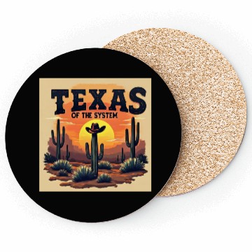 Discover Texas Sunset Cactus Illustration Coasters