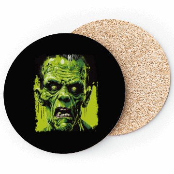Discover Green Zombie Halloween Monster Horror Design Coasters