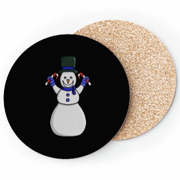 Discover Festive Snowman with Candy Cane and Gloves Coasters