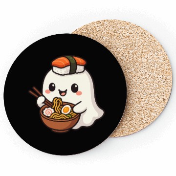 Discover Kawaii Sushi Ghost Illustration Coasters