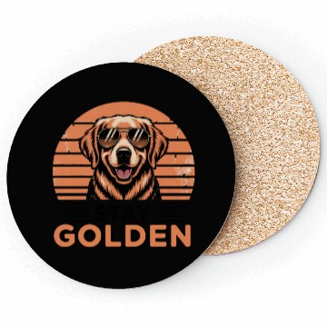 Discover Golden Retriever with Sunglasses Illustration Coasters