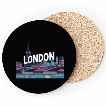 Discover London Night Skyline Illustration Coasters