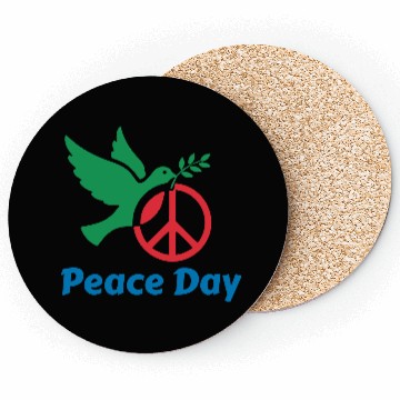 Discover Peace Day Dove with Olive Branch Coasters