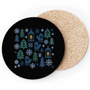 Discover Winter Forest Snowflake Pattern Coasters