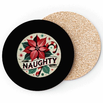 Discover Festive Poinsettia Naughty Holiday Design Coasters