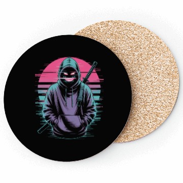 Discover Glitch Ninja Katana Streetwear Futuristic Coasters