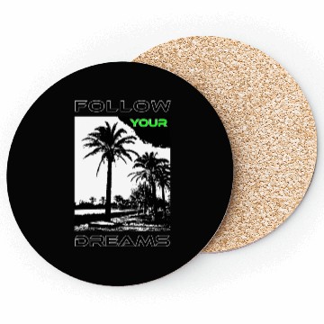 Discover Tropical Palm Tree Sunset Illustration Coasters