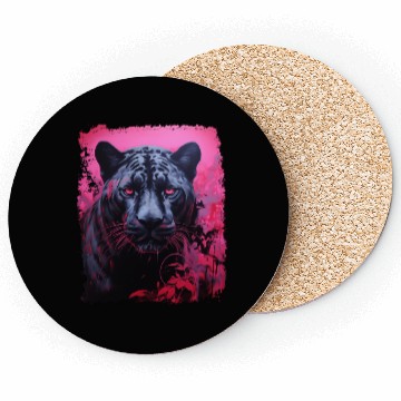 Discover Pink Pop Art Black Panther  Coasters