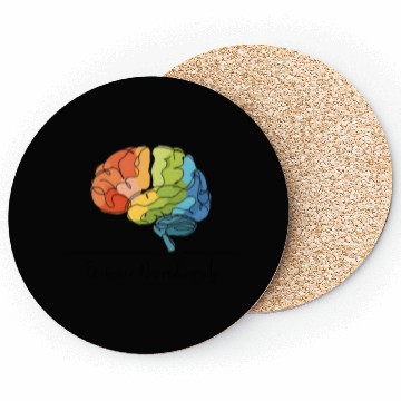 Discover Embrace Neurodiversity - Line Art Rainbow Brain Coasters